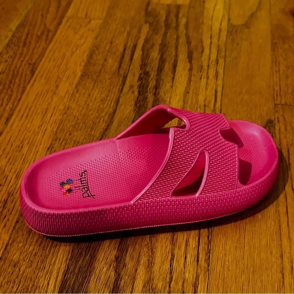 Kids Pink Slide Sandals palms pink size 34
